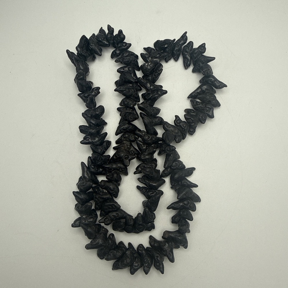 Oaxaca Mexico Barro Negro Black Pottery 28" Beaded Necklace Bird Fetish Folk Art - Picture 3 of 8